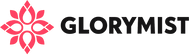 Red floral logo on a black background with 'GLORYMIST' text.