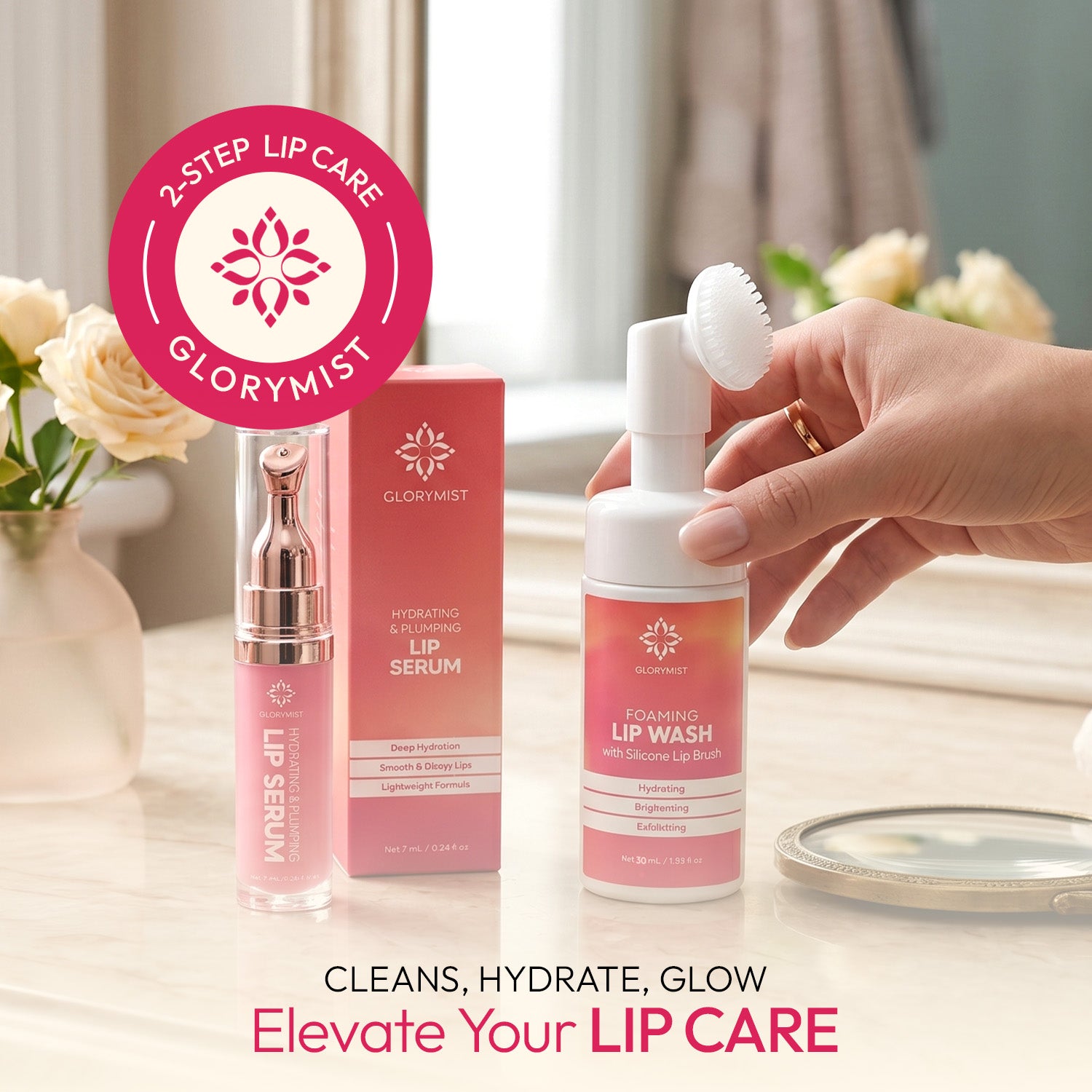 Glorymist Lip Wash + Lip Serum l Hydrate + Glow Lip Duo