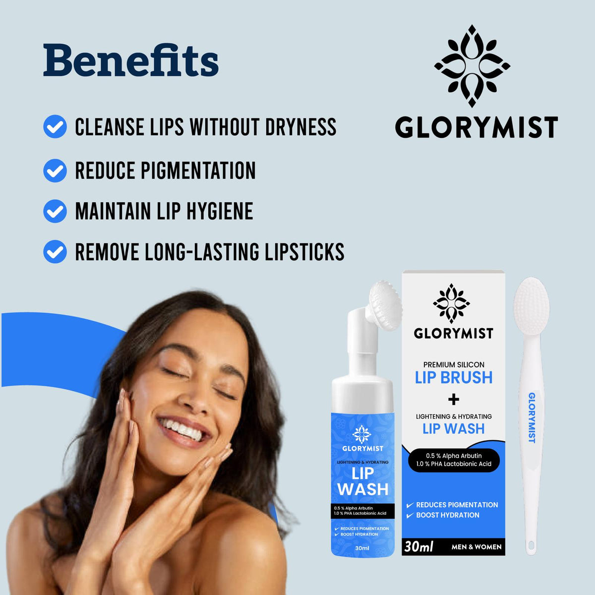 Benefits of using GloryMist Lip Wash and Brush